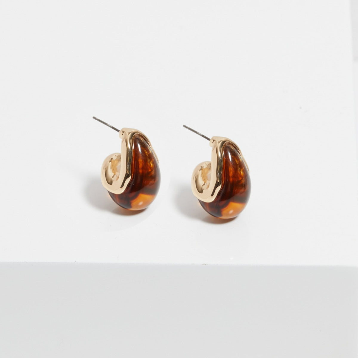 Mood Gold Tort Resin Dome Hoop Earrings