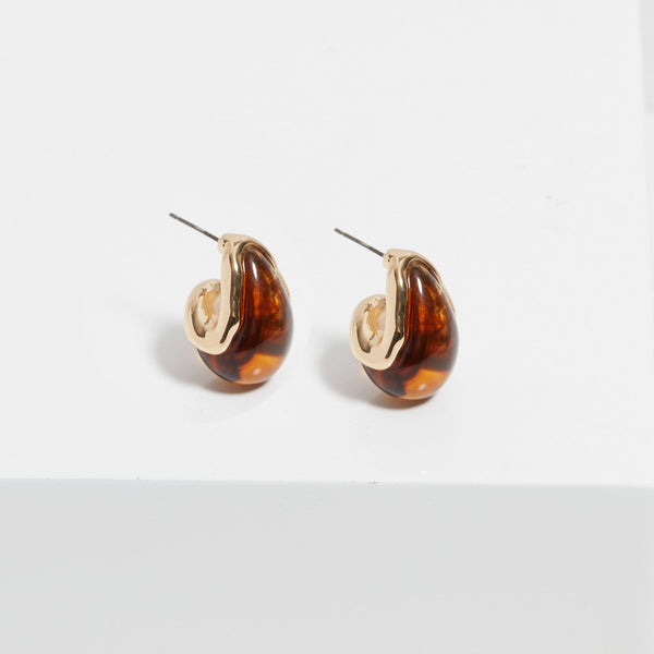 Mood Gold Tort Resin Dome Hoop Earrings