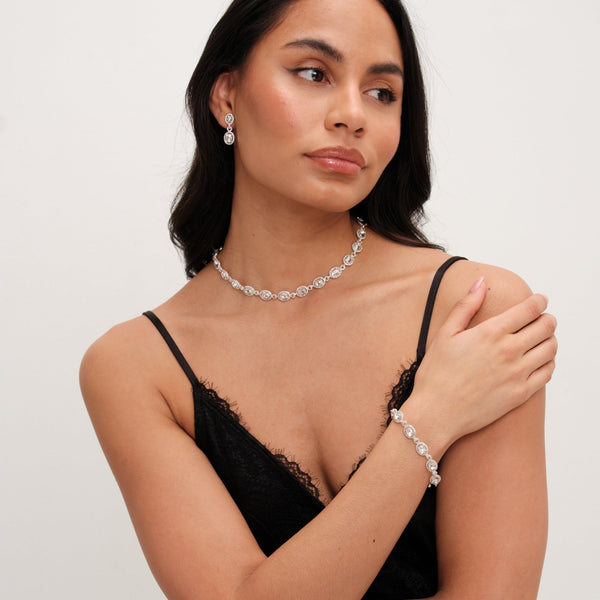 Jon Richard Silver Plated Crystal Halo Necklace
