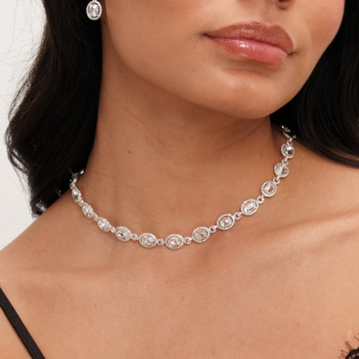 Jon Richard Silver Plated Crystal Halo Necklace