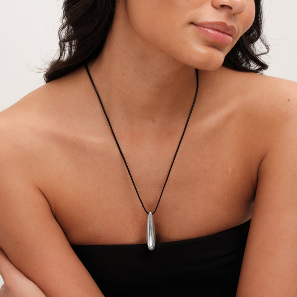 Jon Richard Silver Teardrop Cord Necklace