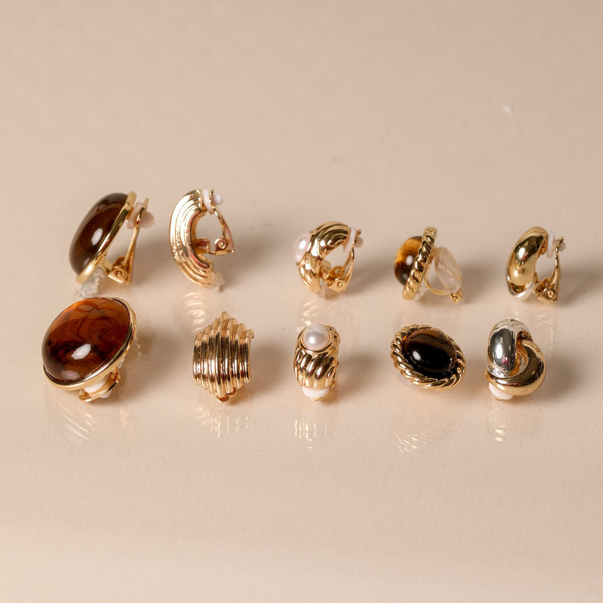 Jon Richard Two Tone Knot Clip Earrings