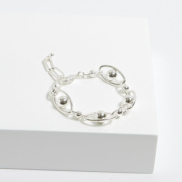 Jon Richard Silver Plated Polished Orb Chain Bracelet