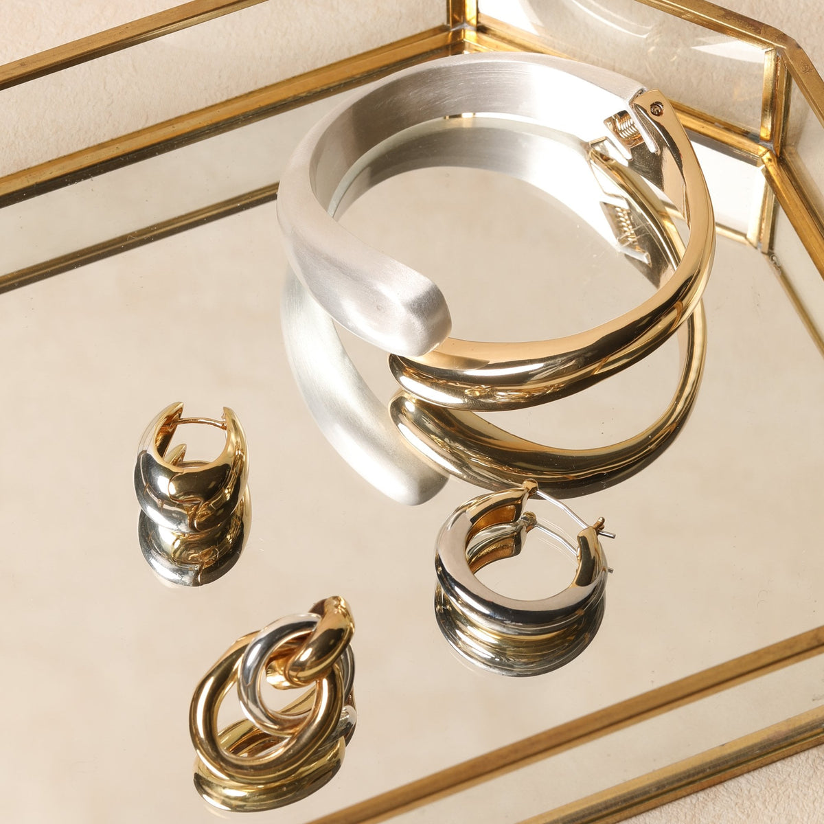 Jon Richard Two Tone Door Knocker Earrings