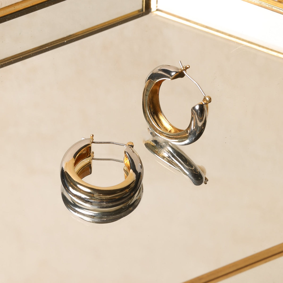 Jon Richard Gold Plated Two Tone Hoop Earrings