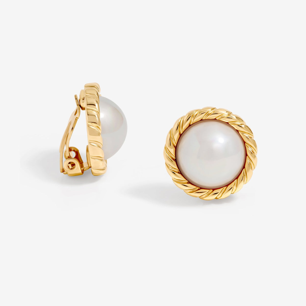 Jon Richard Gold Plated Ridge And Pearl Clip Earrings
