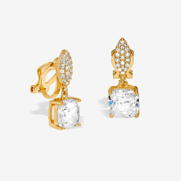 Jon Richard Gold Plated Cubic Zirconia Clip Drop Earrings