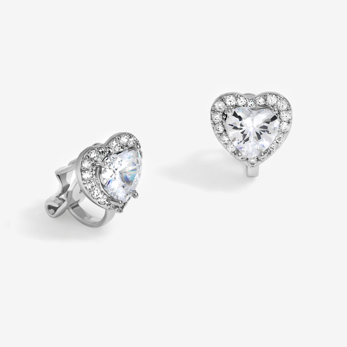 Jon Richard Rhodium Plated Heart Clip Earrings