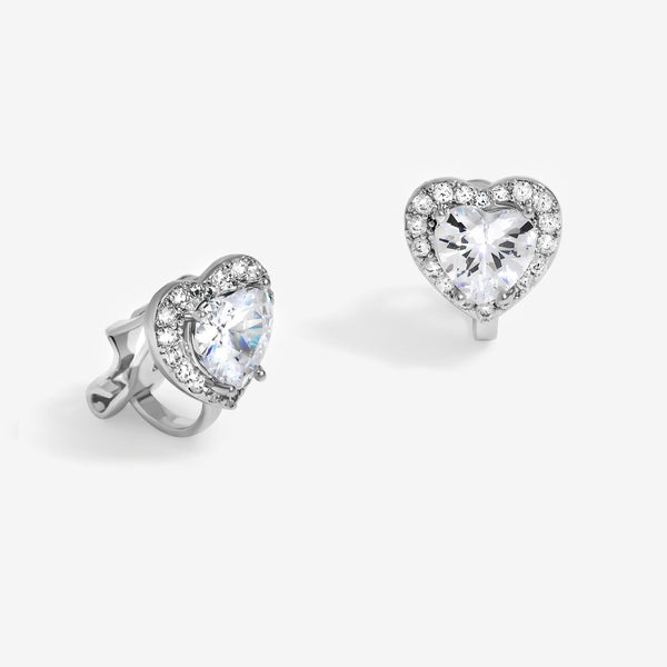 Jon Richard Rhodium Plated Heart Clip Earrings