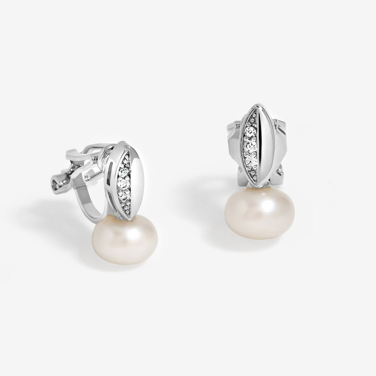 Jon Richard Cubic Zirconia And Pearl Clip Earrings