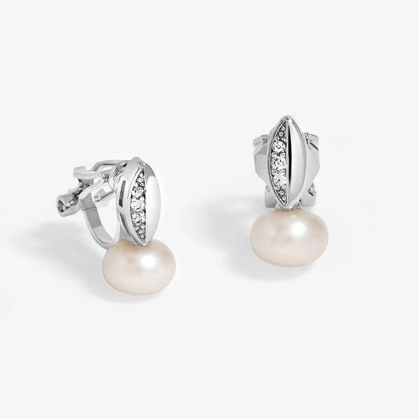 Jon Richard Cubic Zirconia And Pearl Clip Earrings