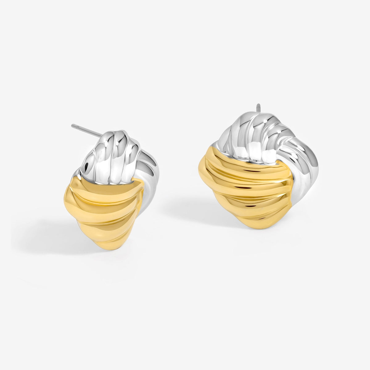 Jon Richard Two Tone Ridge Stud Earrings