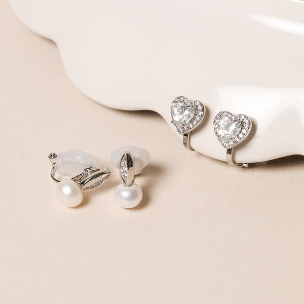 Jon Richard Rhodium Plated Heart Clip Earrings