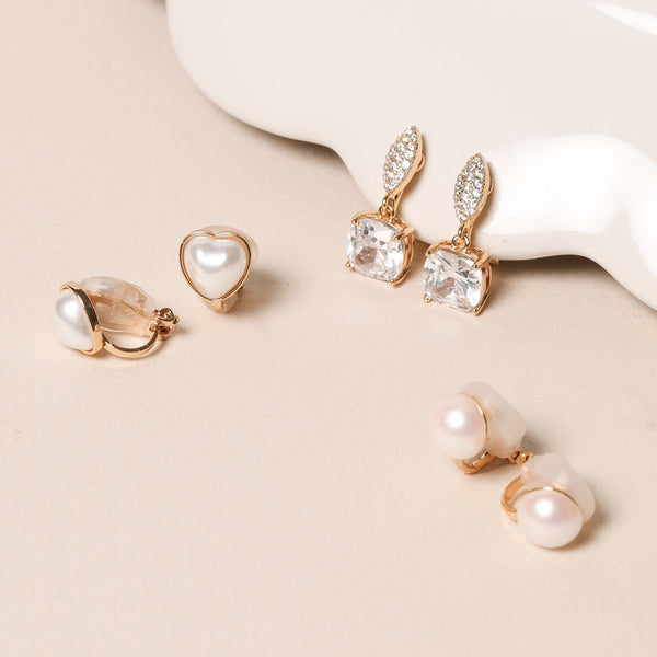 Jon Richard Gold Plated Iridescent Pearl Clip Earrings