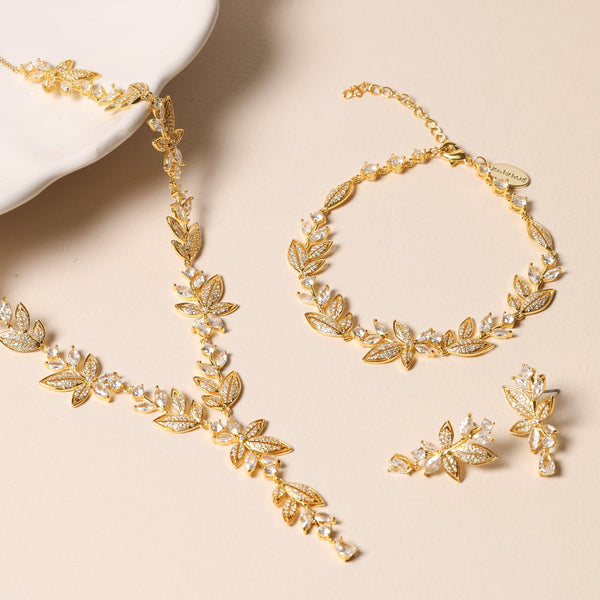 Jon Richard Gold Plated And Cubic Zirconia Leaf Bracelet