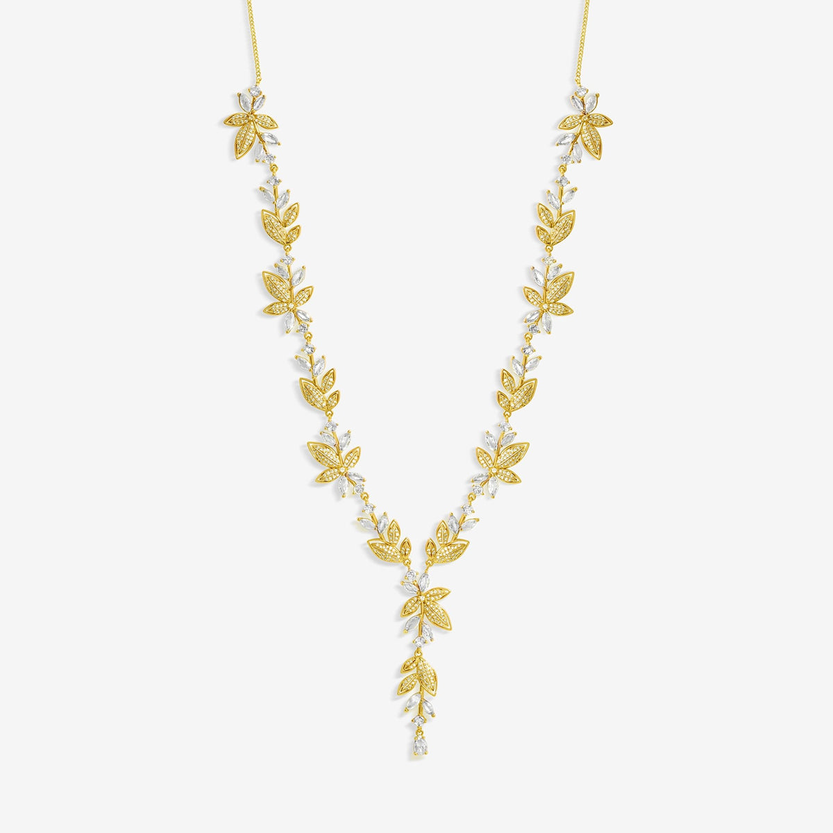 Jon Richard Gold Plated And Cubic Zirconia Leaf Necklace