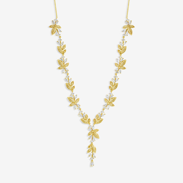 Jon Richard Gold Plated And Cubic Zirconia Leaf Necklace