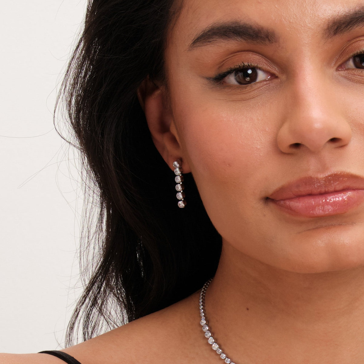 Jon Richard Rhodium Plated Cubic Zirconia Tennis drop Earrings