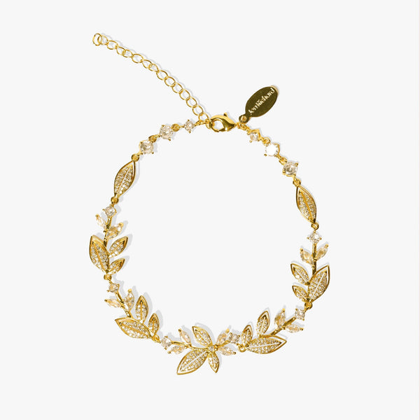 Jon Richard Gold Plated And Cubic Zirconia Leaf Bracelet