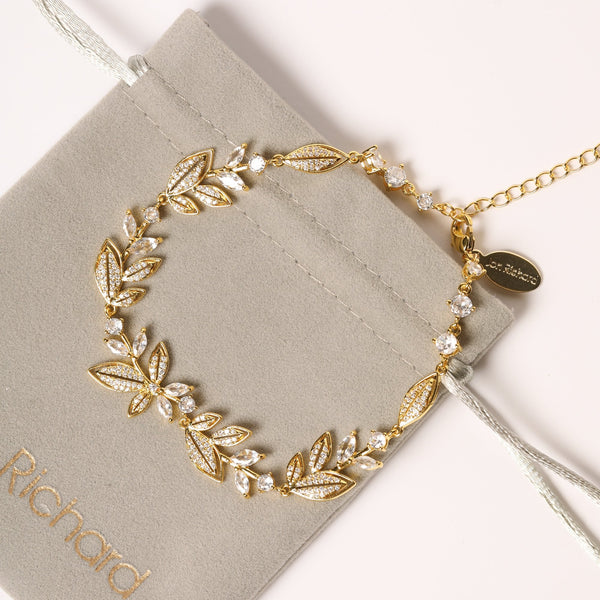Jon Richard Gold Plated And Cubic Zirconia Leaf Bracelet