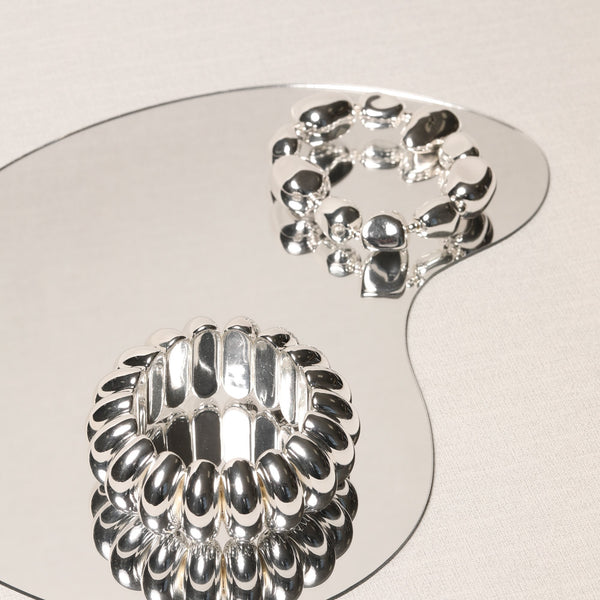 Mood Silver Polished Organic Pebble Stretch Bracelet