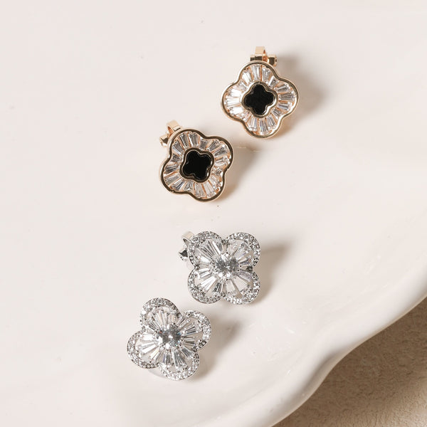 Jon Richard Rhodium Plated Clover Clip Earrings