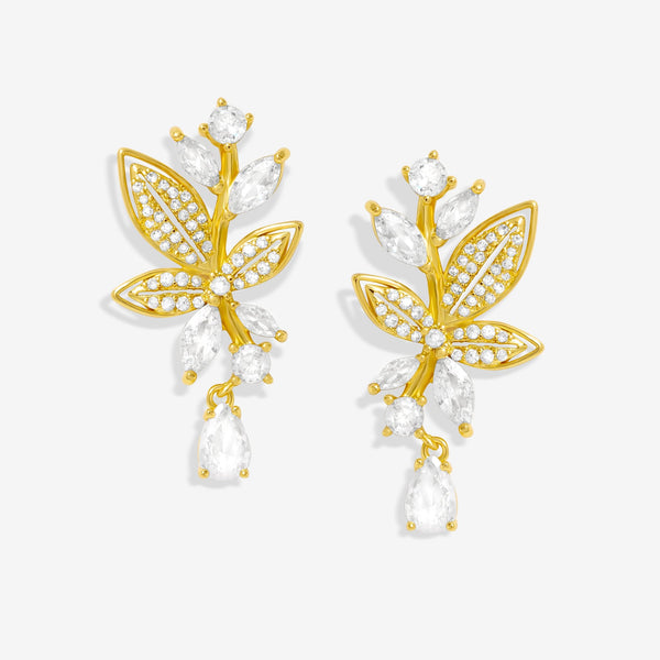Jon Richard Gold Plated And Cubic Zirconia Leaf Earrings