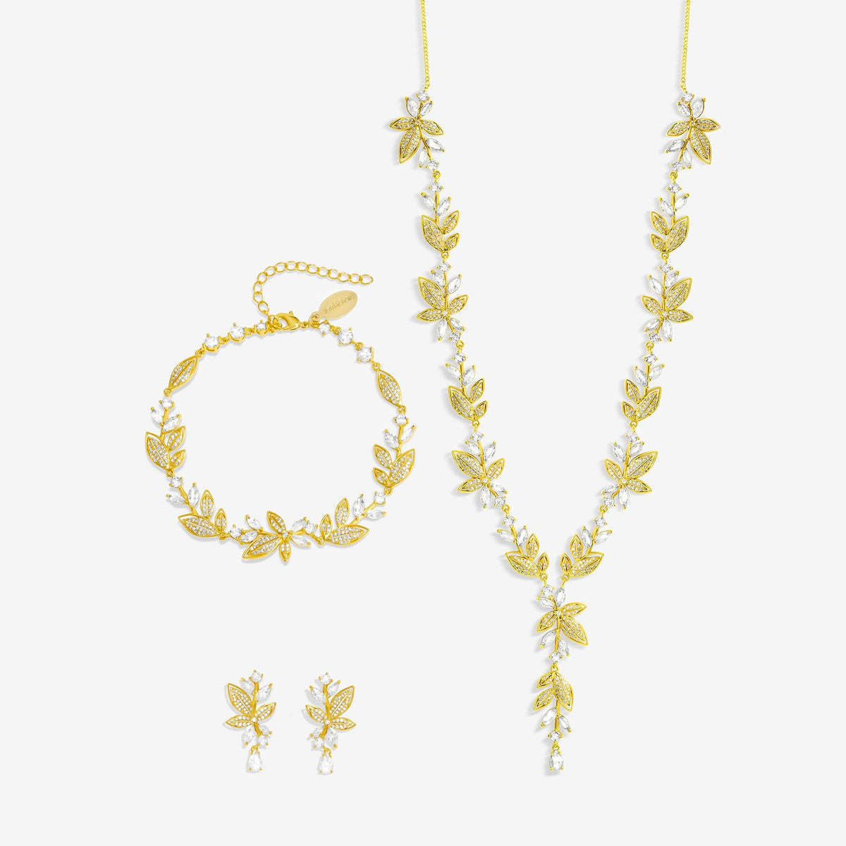 Jon Richard Gold Plated And Cubic Zirconia Leaf Bridal Set
