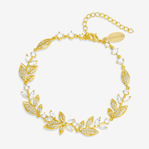 Jon Richard Gold Plated And Cubic Zirconia Leaf Bracelet