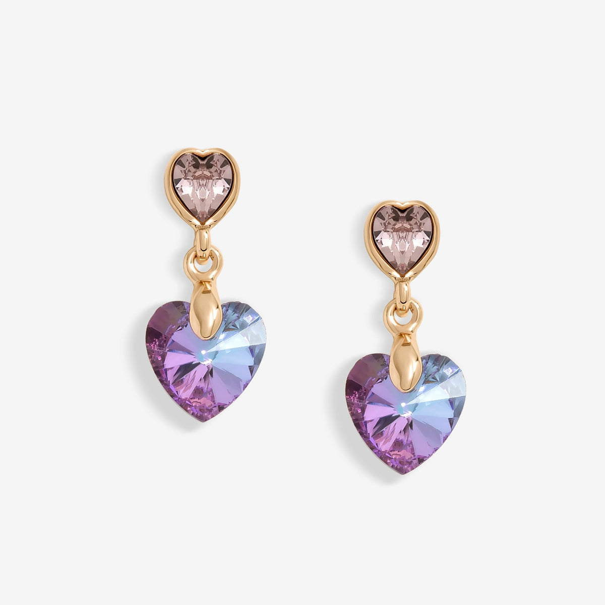 Jon Richard Radiance Collection Rose Gold Plated Pink Heart Drop Earrings