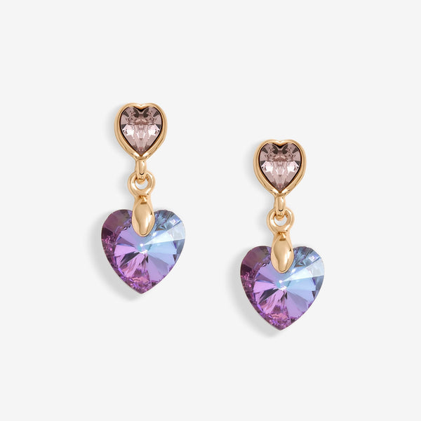 Jon Richard Radiance Collection Rose Gold Plated Pink Heart Drop Earrings