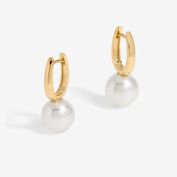 Jon Richard Gold Plated Pearl Drop Hoop Earrings