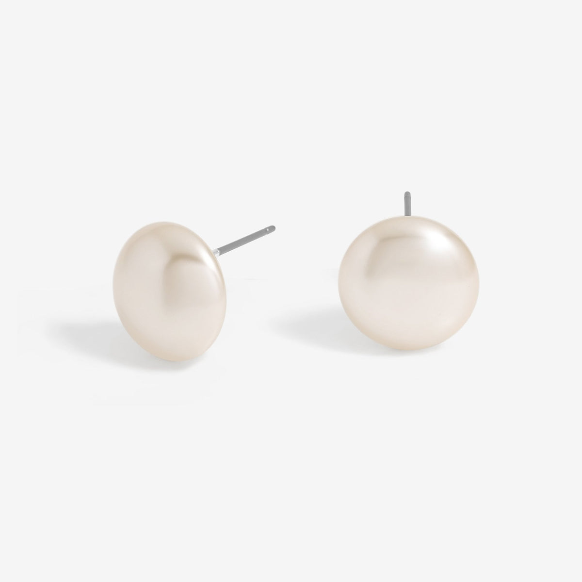 Jon Richard Silver Plated 14mm Cream Pearl Bouton Stud Earrings