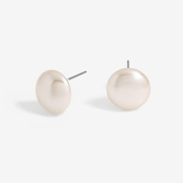 Jon Richard Silver Plated 14mm Cream Pearl Bouton Stud Earrings