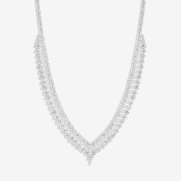 Jon Richard Silver Plated Pearl And Crystal V Necklace