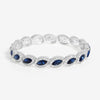 Silver Plated Blue Crystal Navette Stretch Bracelet