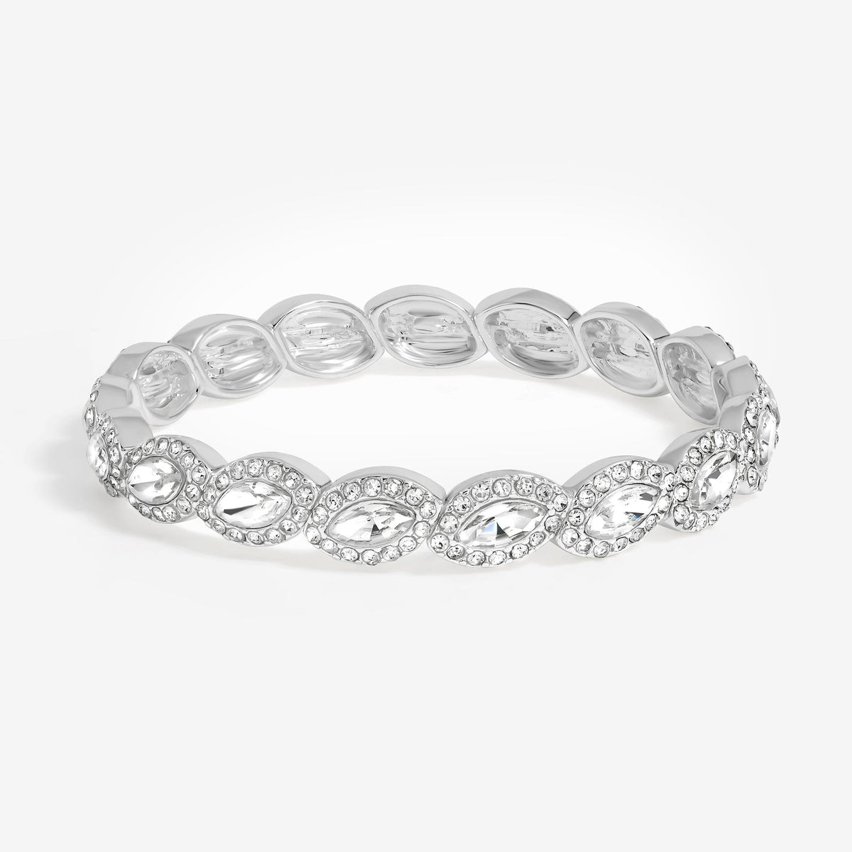 Plated Crystal Navette Stretch Bracelet