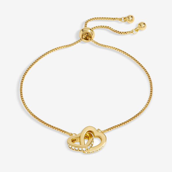 Gold Plated Interlink Heart Toggle Bracelet