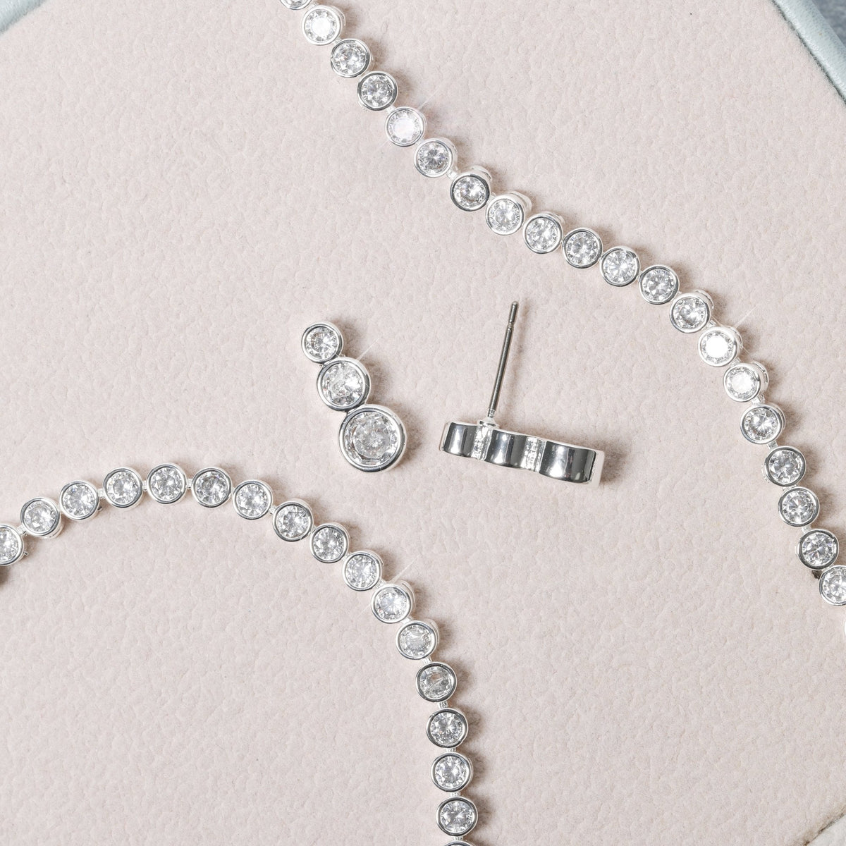 Jon Richard Silver Plated Cubic Zirconia Adjustable Tennis Necklace