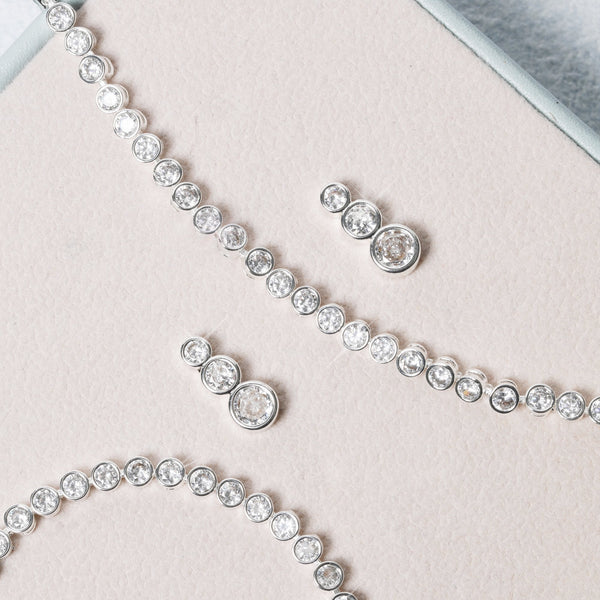 Jon Richard Silver Plated Cubic Zirconia Adjustable Tennis Necklace
