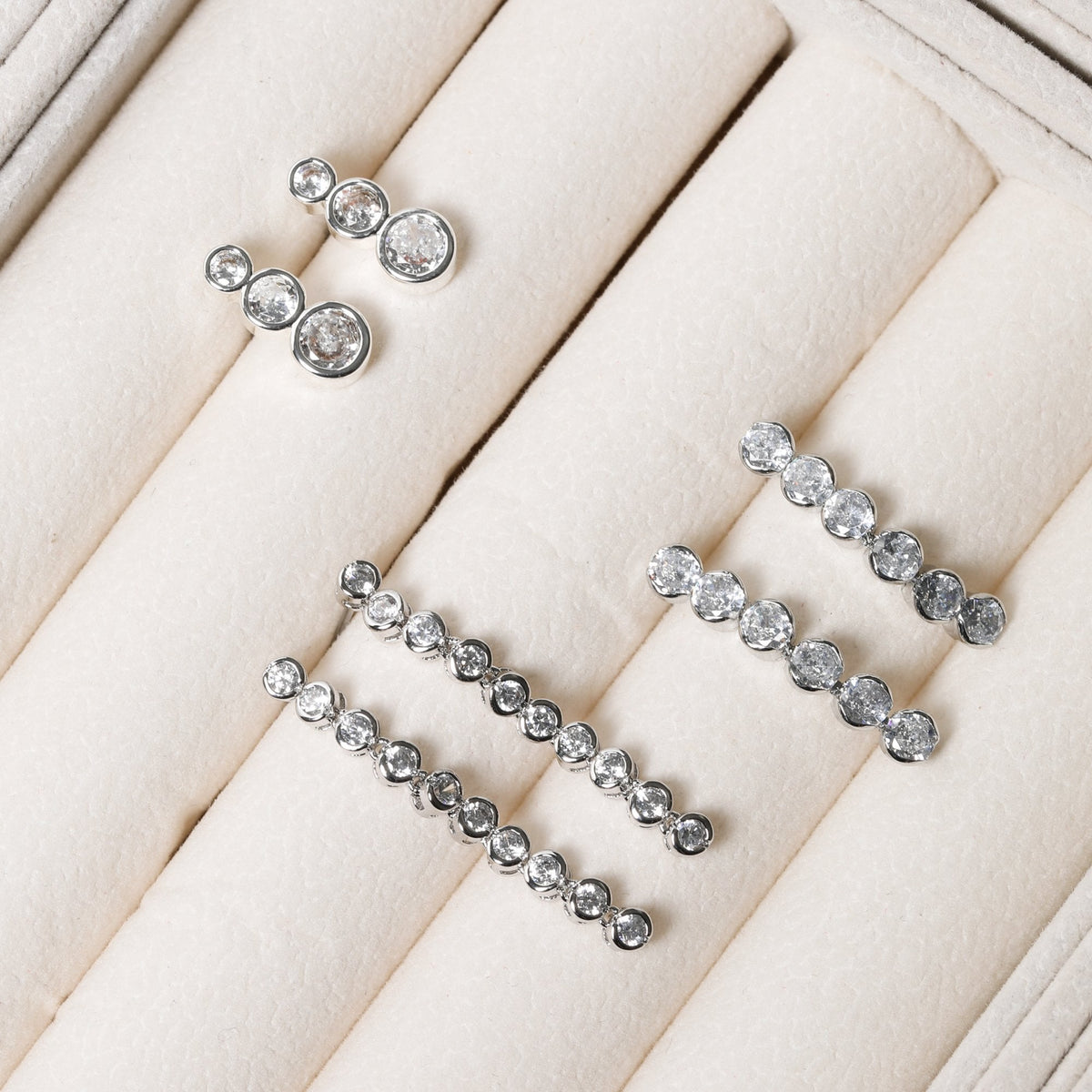 Jon Richard Rhodium Plated Cubic Zirconia Tennis drop Earrings