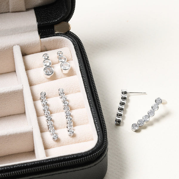 Jon Richard Rhodium Plated Cubic Zirconia Tennis drop Earrings