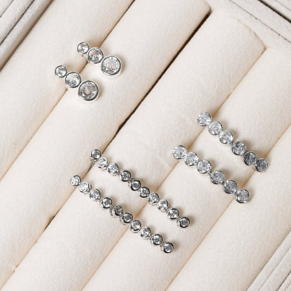Jon Richard Rhodium Plated Cubic Zirconia Tennis Earrings