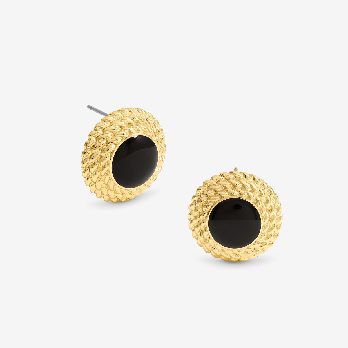 Jon Richard Gold Plated And Jet Enamel Round Earrings