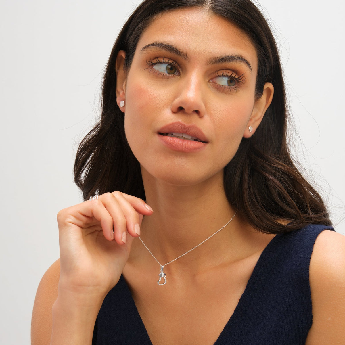Simply Silver Sterling Silver 925 Polished and Cubic Zirconia Open Heart Graduation Pendant