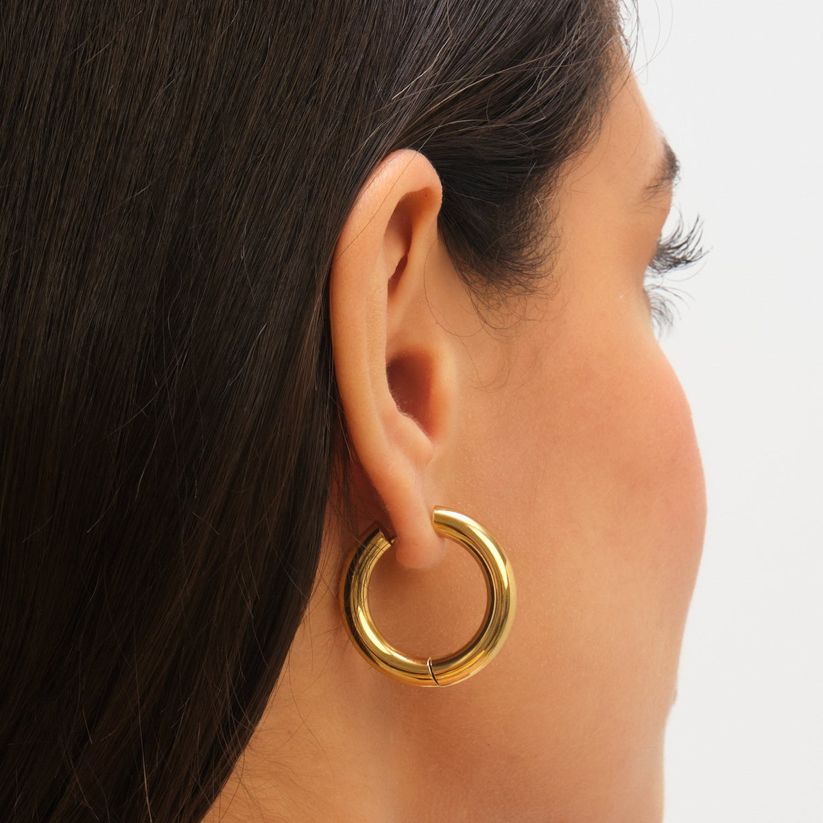 Jon Richard Waterproof Gold Plated Large Chubby Hoop Earrings