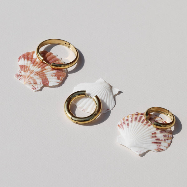 Jon Richard Waterproof Gold Plated Small Flat Surface Hoop Earrings