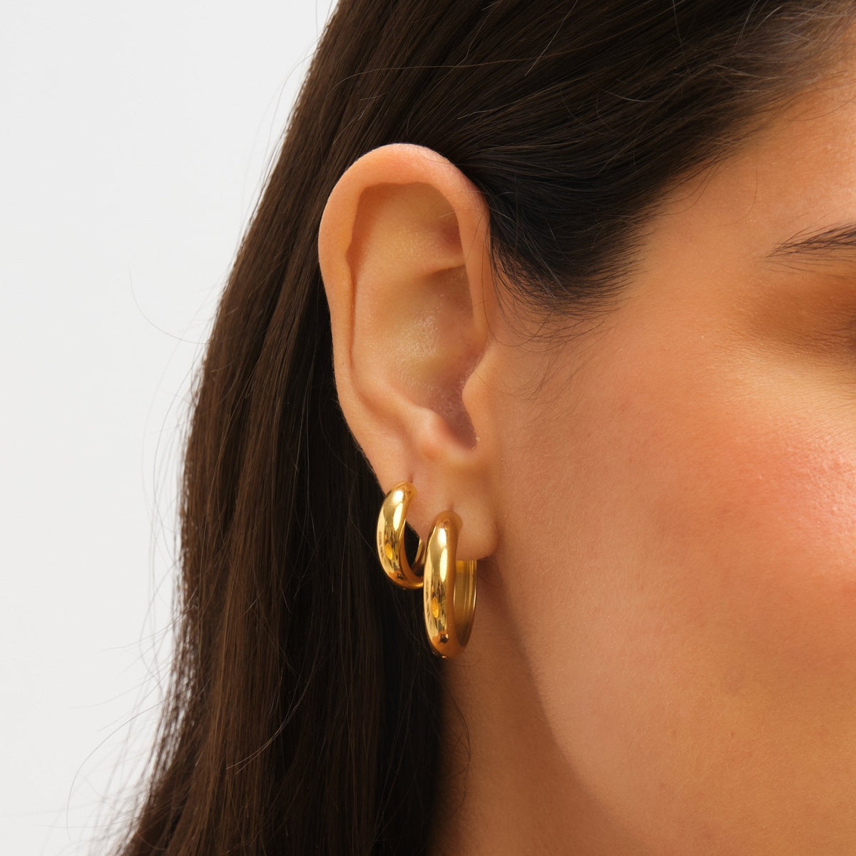 Jon Richard Waterproof Gold Plated Small Flat Surface Hoop Earrings