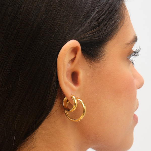 Jon Richard Waterproof Gold Plated Small Flat Surface Hoop Earrings