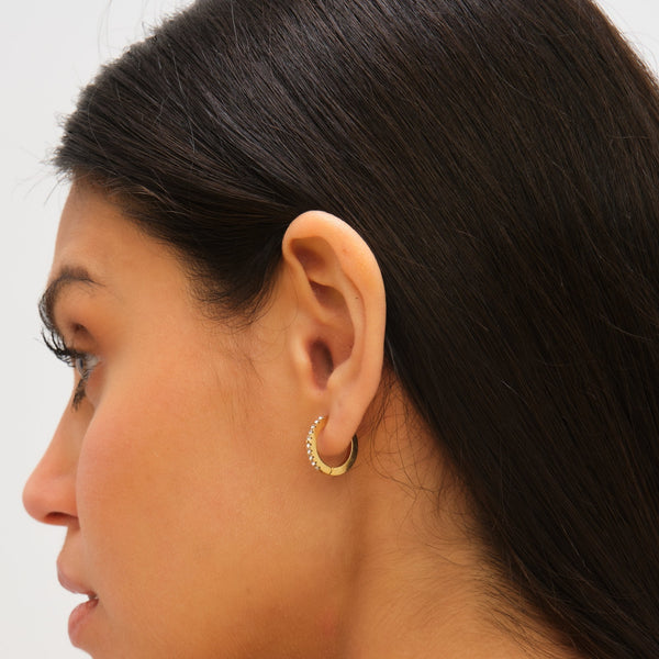 Jon Richard Waterproof Gold Plated Crystal And Polished Huggie Hoop Earrings